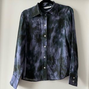 & Other Stories Silk Button Down, Purple and Washed Black, US 2, Never Worn